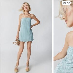 UO Brittany plisse strapless mini Dress